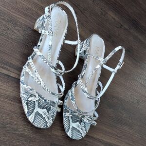 RAYE Snakeskin Strappy Sandals - Black and White